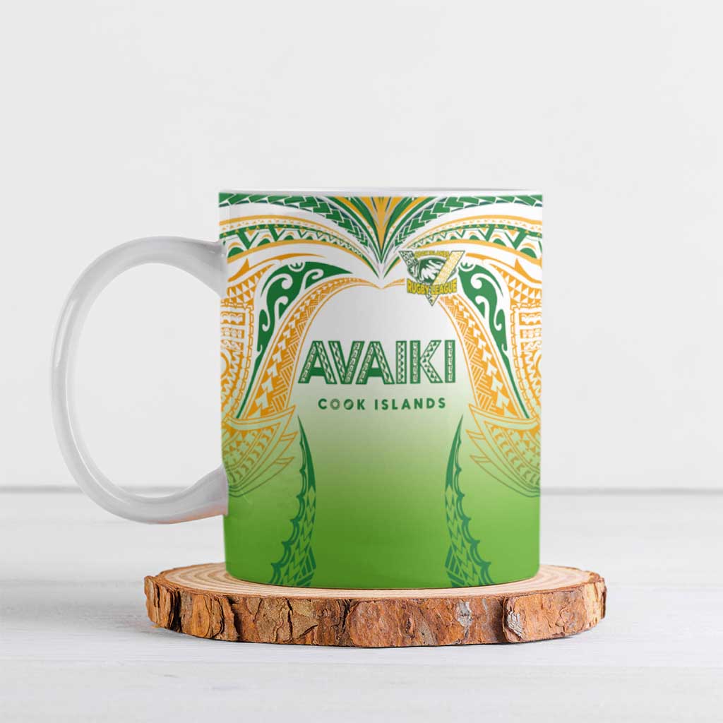 Custom Cook Islands Rugby League Ceramic Mug Avaiki Tatau Tribal Motifs White Color LT03 White - Polynesian Pride
