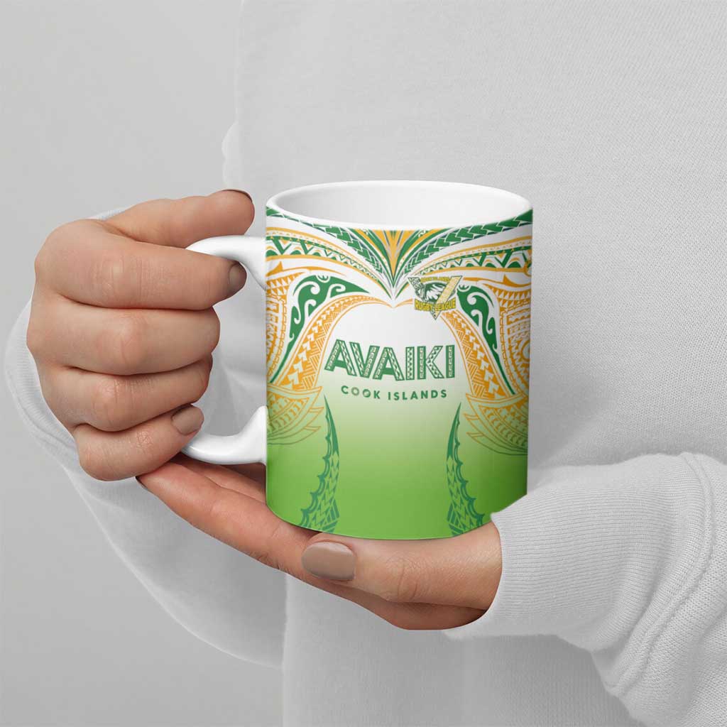 Custom Cook Islands Rugby League Ceramic Mug Avaiki Tatau Tribal Motifs White Color LT03 - Polynesian Pride