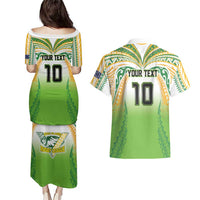 Custom Cook Islands Rugby League Couples Matching Puletasi and Hawaiian Shirt Avaiki Tatau Tribal Motifs White Color LT03 - Polynesian Pride