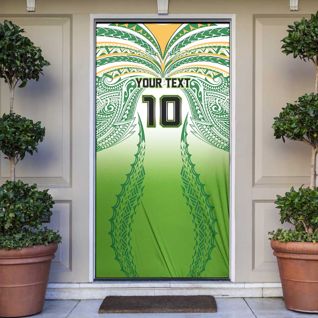 Custom Cook Islands Rugby League Door Cover Avaiki Tatau Tribal Motifs White Color - Polynesian Pride