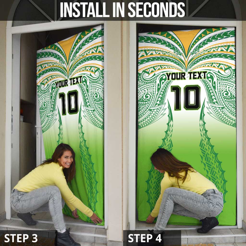 Custom Cook Islands Rugby League Door Cover Avaiki Tatau Tribal Motifs White Color - Polynesian Pride