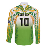 Custom Cook Islands Rugby League Family Matching Long Sleeve Bodycon Dress and Hawaiian Shirt Avaiki Tatau Tribal Motifs White Color - Polynesian Pride