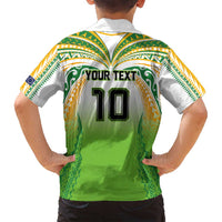 Custom Cook Islands Rugby League Family Matching Off Shoulder Maxi Dress and Hawaiian Shirt Avaiki Tatau Tribal Motifs White Color - Polynesian Pride