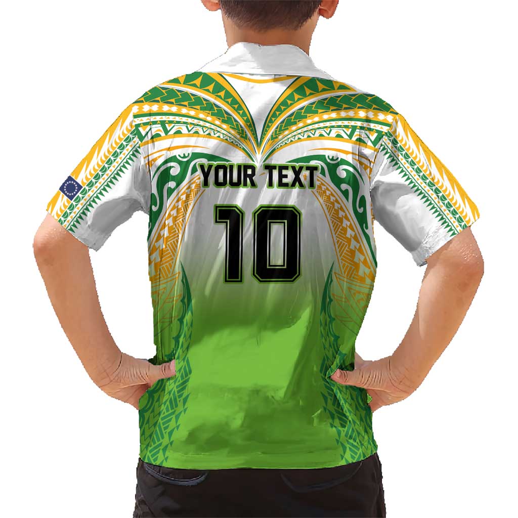 Custom Cook Islands Rugby League Family Matching Short Sleeve Bodycon Dress and Hawaiian Shirt Avaiki Tatau Tribal Motifs White Color - Polynesian Pride