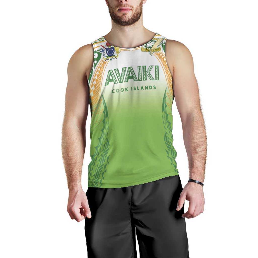 Custom Cook Islands Rugby League Men Tank Top Avaiki Tatau Tribal Motifs White Color LT03 - Polynesian Pride