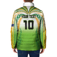 Custom Cook Islands Rugby League Padded Jacket Avaiki Tatau Tribal Motifs White Color LT03 - Polynesian Pride