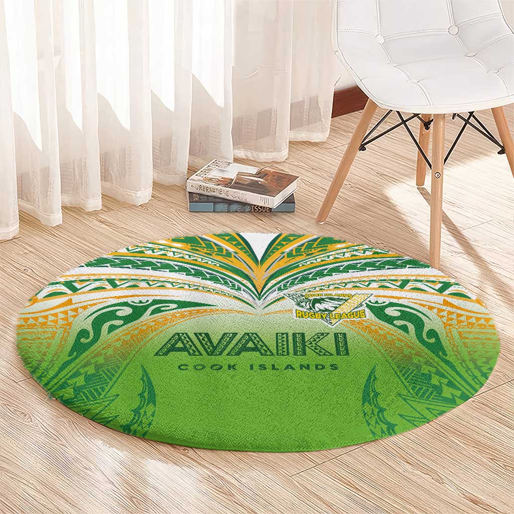 Cook Islands Rugby League Round Carpet Avaiki Tatau Tribal Motifs White Color LT03 - Polynesian Pride