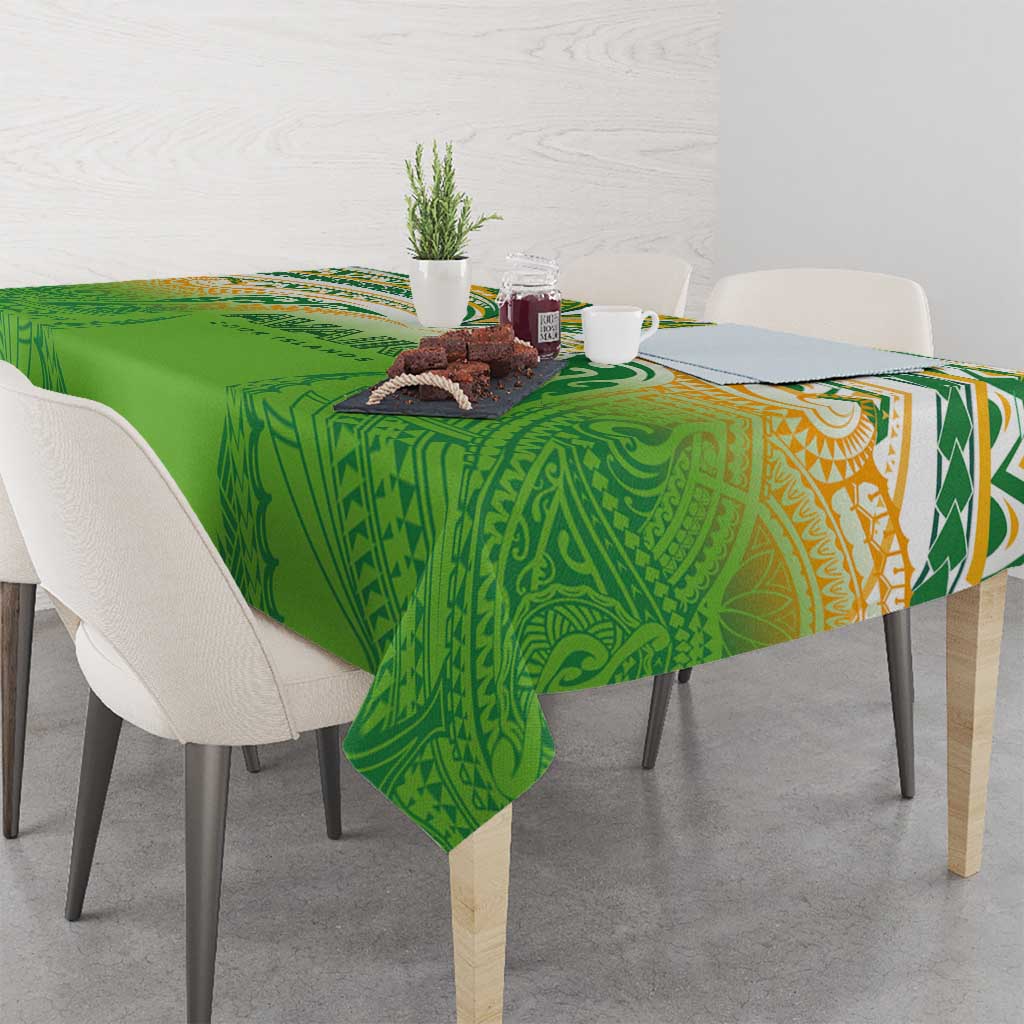 Cook Islands Rugby League Tablecloth Avaiki Tatau Tribal Motifs White Color LT03 - Polynesian Pride