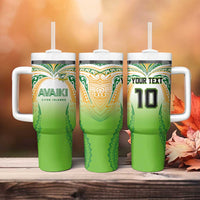 Custom Cook Islands Rugby League Tumbler With Handle Avaiki Tatau Tribal Motifs White Color LT03 - Polynesian Pride