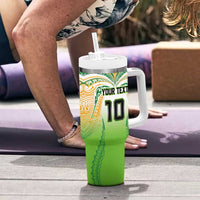 Custom Cook Islands Rugby League Tumbler With Handle Avaiki Tatau Tribal Motifs White Color LT03 - Polynesian Pride