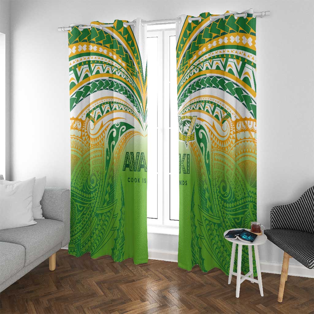 Cook Islands Rugby League Window Curtain Avaiki Tatau Tribal Motifs White Color LT03 With Grommets White - Polynesian Pride