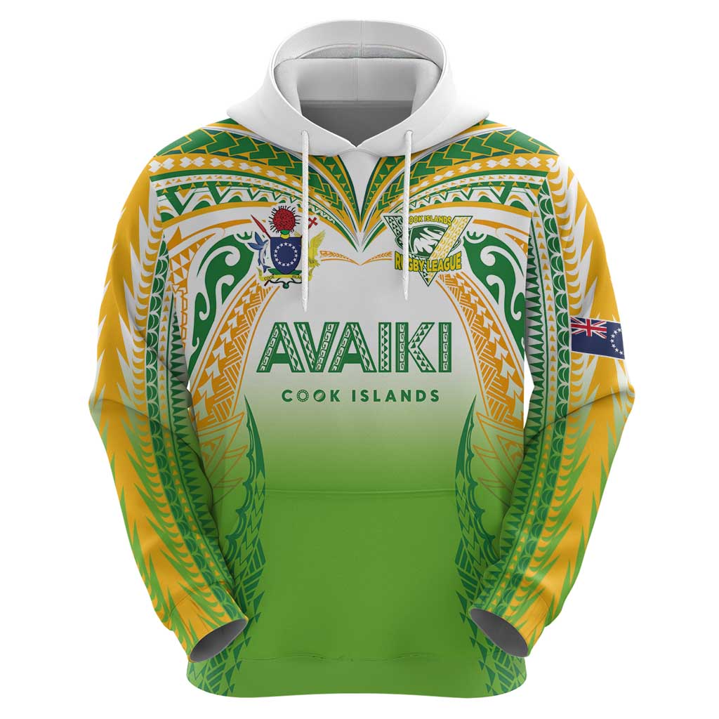 Custom Cook Islands Rugby League Zip Hoodie Avaiki Tatau Tribal Motifs White Color - Polynesian Pride