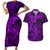 Polynesian Dolphin Valentine Day Couples Matching Short Sleeve Bodycon Dress and Hawaiian Shirt Hibiscus and Tribal Tattoo Purple Style LT03 Purple - Polynesian Pride