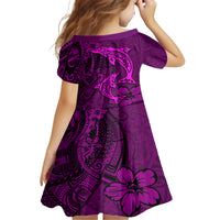 Polynesian Dolphin Valentine Day Family Matching Short Sleeve Bodycon Dress and Hawaiian Shirt Hibiscus and Tribal Tattoo Pink Style LT03 - Polynesian Pride