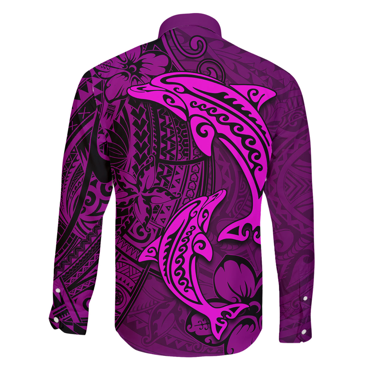 Polynesian Dolphin Valentine Day Family Matching Tank Maxi Dress and Hawaiian Shirt Hibiscus and Tribal Tattoo Pink Style LT03 - Polynesian Pride