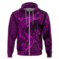 Polynesian Dolphin Valentine Day Hoodie Hibiscus and Tribal Tattoo Pink Style LT03 Zip Hoodie Pink - Polynesian Pride