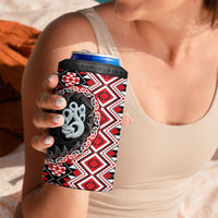 Red Taniko Motif Aotearoa Manaia and Silver Fern 4 in 1 Can Cooler Tumbler