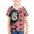 Red Taniko Motif Aotearoa Manaia and Silver Fern Family Matching Off The Shoulder Long Sleeve Dress and Hawaiian Shirt
