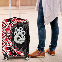 Red Taniko Motif Aotearoa Manaia and Silver Fern Luggage Cover