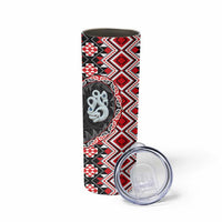 Red Taniko Motif Aotearoa Manaia and Silver Fern Skinny Tumbler LT03 - Polynesian Pride
