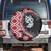 Red Taniko Motif Aotearoa Manaia and Silver Fern Spare Tire Cover