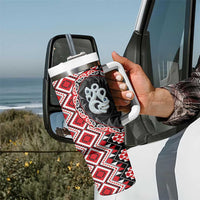 Red Taniko Motif Aotearoa Manaia and Silver Fern Tumbler With Handle