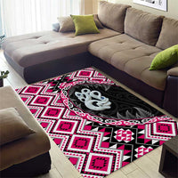 Pink Taniko Motif Aotearoa Manaia and Silver Fern Area Rug