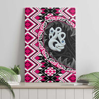 Pink Taniko Motif Aotearoa Manaia and Silver Fern Canvas Wall Art