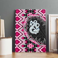 Pink Taniko Motif Aotearoa Manaia and Silver Fern Canvas Wall Art