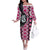 Pink Taniko Motif Aotearoa Manaia and Silver Fern Family Matching Off The Shoulder Long Sleeve Dress and Hawaiian Shirt