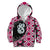 Pink Taniko Motif Aotearoa Manaia and Silver Fern Kid Hoodie