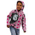 Pink Taniko Motif Aotearoa Manaia and Silver Fern Kid Hoodie