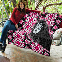 Pink Taniko Motif Aotearoa Manaia and Silver Fern Quilt