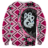 Pink Taniko Motif Aotearoa Manaia and Silver Fern Sweatshirt