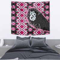 Pink Taniko Motif Aotearoa Manaia and Silver Fern Tapestry