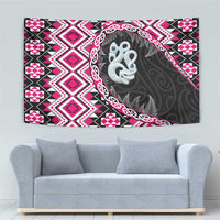 Pink Taniko Motif Aotearoa Manaia and Silver Fern Tapestry