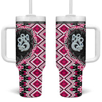 Pink Taniko Motif Aotearoa Manaia and Silver Fern Tumbler With Handle LT03 One Size: 40 oz Pink - Polynesian Pride