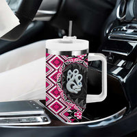 Pink Taniko Motif Aotearoa Manaia and Silver Fern Tumbler With Handle LT03 - Polynesian Pride