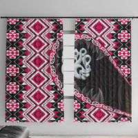 Pink Taniko Motif Aotearoa Manaia and Silver Fern Window Curtain