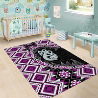 Purple Taniko Motif Aotearoa Manaia and Silver Fern Area Rug