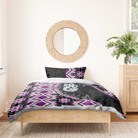Purple Taniko Motif Aotearoa Manaia and Silver Fern Bedding Set