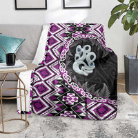 Purple Taniko Motif Aotearoa Manaia and Silver Fern Blanket