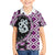 Purple Taniko Motif Aotearoa Manaia and Silver Fern Family Matching Off The Shoulder Long Sleeve Dress and Hawaiian Shirt