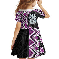 Purple Taniko Motif Aotearoa Manaia and Silver Fern Family Matching Summer Maxi Dress and Hawaiian Shirt LT03 - Polynesian Pride