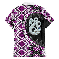 Purple Taniko Motif Aotearoa Manaia and Silver Fern Hawaiian Shirt