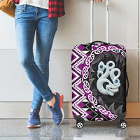 Purple Taniko Motif Aotearoa Manaia and Silver Fern Luggage Cover