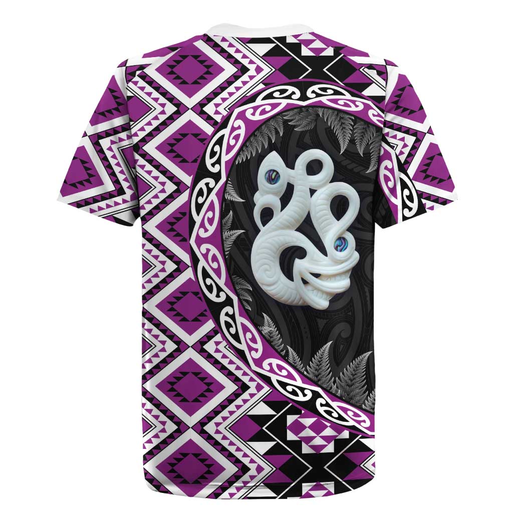 Purple Taniko Motif Aotearoa Manaia and Silver Fern Rugby Jersey