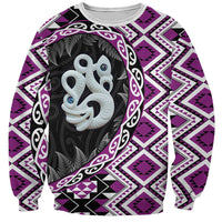 Purple Taniko Motif Aotearoa Manaia and Silver Fern Sweatshirt LT03 Unisex Purple - Polynesian Pride