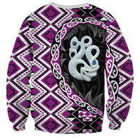 Purple Taniko Motif Aotearoa Manaia and Silver Fern Sweatshirt LT03 - Polynesian Pride