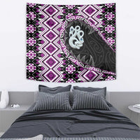 Purple Taniko Motif Aotearoa Manaia and Silver Fern Tapestry